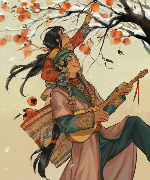 Plucking Persimmons and Dombra